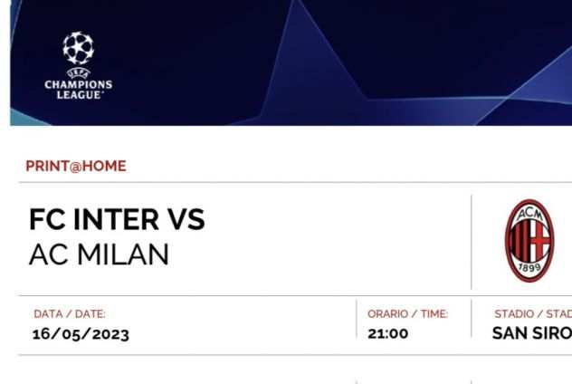 Biglietto Inter-Milan SECONDO ANELLO BLU