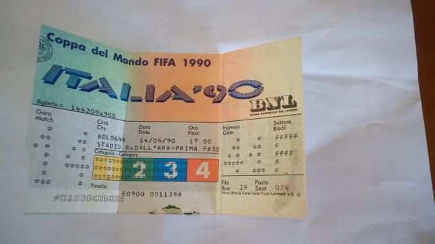 Biglietto Jugoslavia-Colombia Italia 90