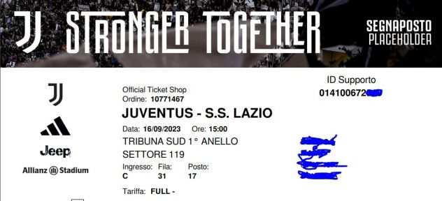 Biglietto Juventus Lazio Partita calcio (SOLD OUT)