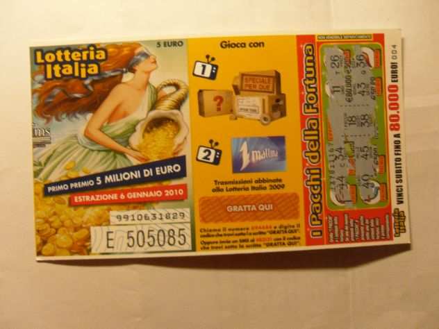 BIGLIETTO LOTTERIA ITALIA 2009 GRATTATO -