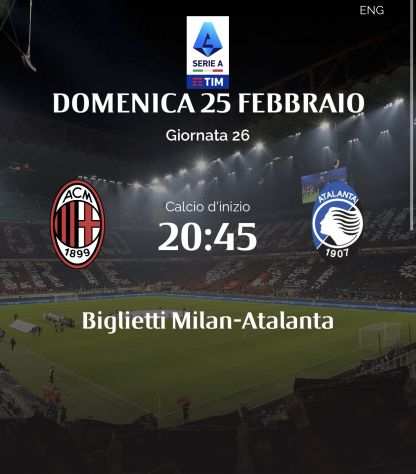 Biglietto Milan Atalanta Primo Arancio