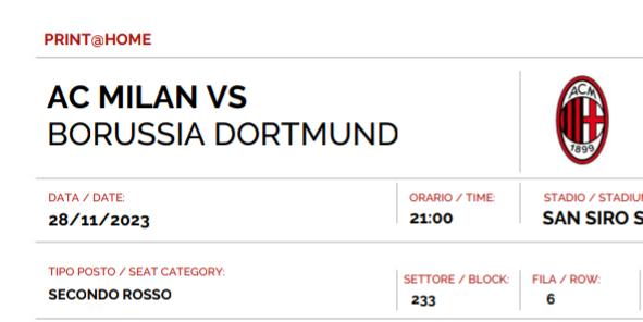 Biglietto milan-borussia Dortmund