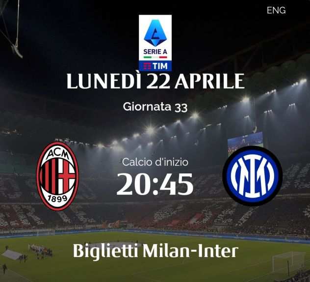 Biglietto Milan Inter 22 aprile 2024 terzo blu solo Crn