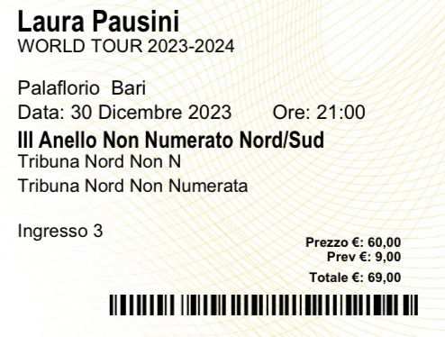 Biglietto Pausini