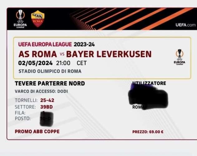 Biglietto ROMA-Bayern Leverkusen