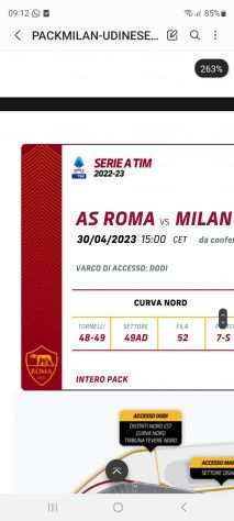 Biglietto roma-milan