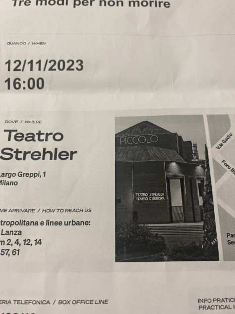 Biglietto teatro Tre modi per non morire 12 novembre Milano