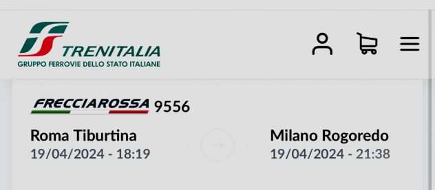 Biglietto treno Roma Milano 19 aprile 24