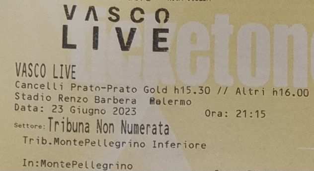 Biglietto Vasco Rossi 23 Giugno Palermo