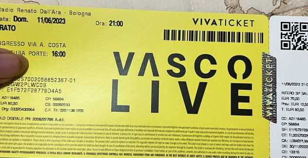 Biglietto Vasco Rossi Bologna