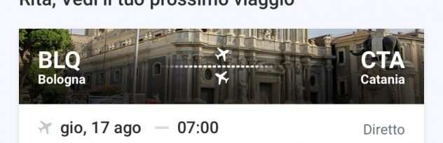 Biglietto volo aereo da Bologna a Catania