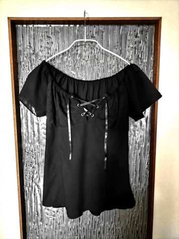 BLUSA COTONE SANGALLO stringata lacci raso