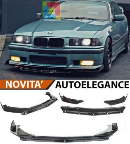 BMW SERIE 3 E36 SPLITTER PARAURTI ANTERIORE NERO LUCIDO LOOK RS - 3P -