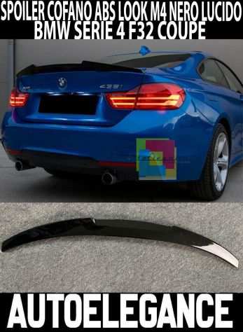 BMW SERIE 4 F32 2013-2020 SPOILER POSTERIORE SUL COFANO ABS LOOK M4 NERO LUCIDO