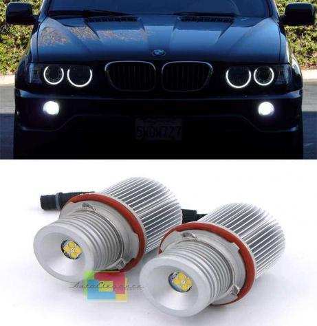 BMW X5 E53 2000-2006 KIT ANGEL EYES 40W 6000K LED BIANCO GHIACCIO NO ERROR