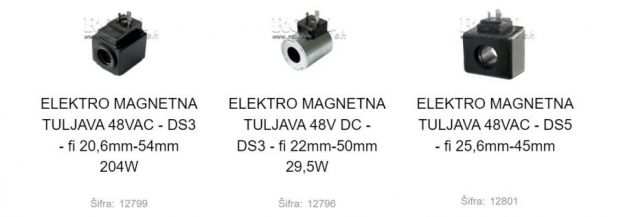BOBINA ELETTROMAGNETICA 48VAC - DS3 - fi 20,6mm-54mm 204W