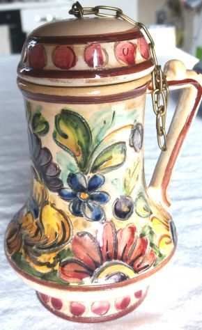 Boccale-ceramica smaltata dipinta a mano-cm18h-1970ca