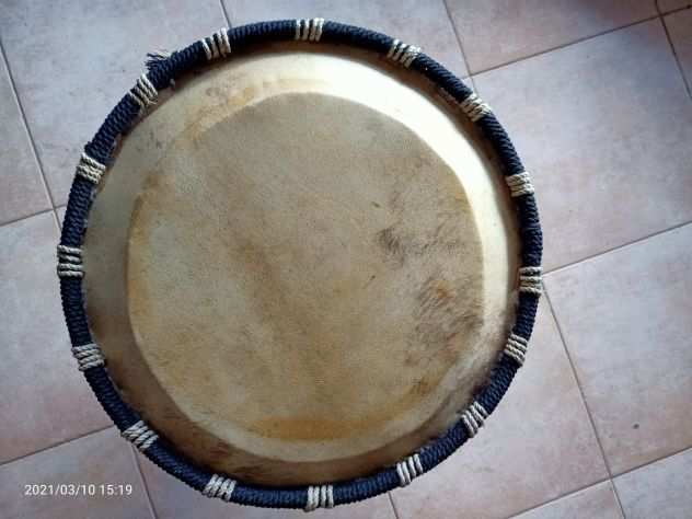Bongo Africano x percussioni, in pelle vera ed in preziosa scultura lignea