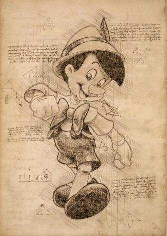 Boriani - Pinocchio Da Vinci Series - limited edition 35 - 42 x 29 cm