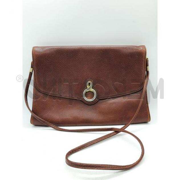 Borsa donna pelle marrone chiusura dorata