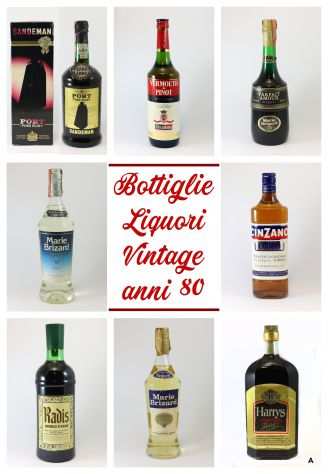 Bottiglie Liquori Distillati Vermout Porto Antiche Vintage anni 80 da collezione