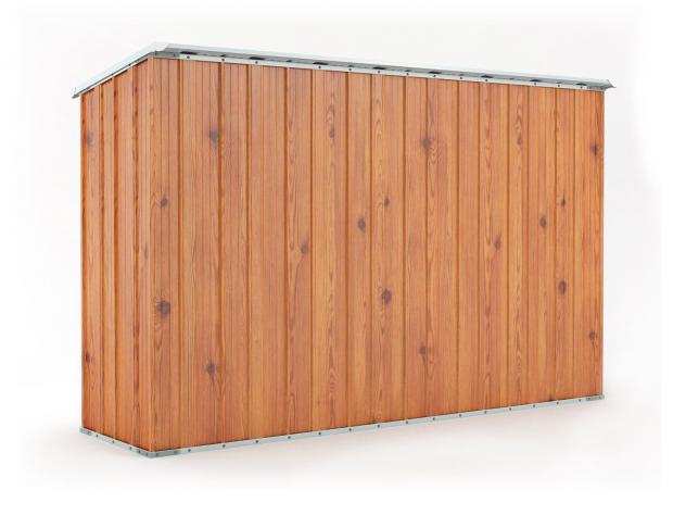 Box in Acciaio Zincato Casetta da Giardino in Lamiera 3.07 x 1.00 m x h1.92 m - 75 KG - 3.07 metri quadri - LEGNO