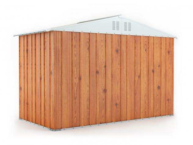Box in Acciaio Zincato Casetta da Giardino in Lamiera 3.27 x 1.55 m x h2.15 m - 114 KG - 5.06 metri quadri - LEGNO