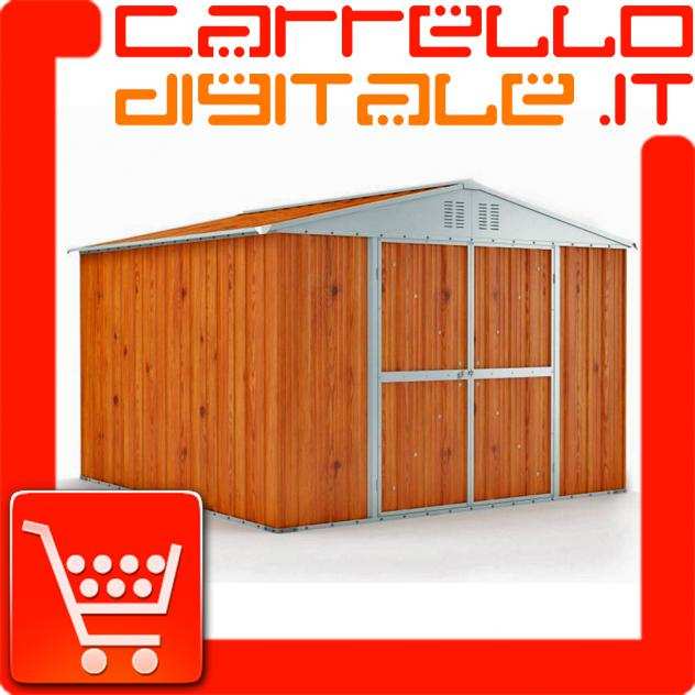 Box in Acciaio Zincato Casetta da Giardino in Lamiera 3.27 x 2.69 m x h2.15 m - 132 KG ndash 8.80 metri quadri - LEGNO