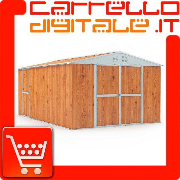 Box in Acciaio Zincato Casetta da Giardino in Lamiera 3.27 x 4.59 m x h2.17 m - 201 KG ndash 15,01 metri quadri ndash LEGNO