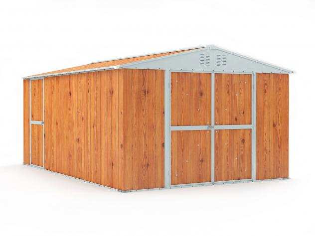 Box in Acciaio Zincato Casetta da Giardino in Lamiera 3.27 x 4.59 m x h2.17 m - 201 KG ndash 15,01 metri quadri ndash LEGNO