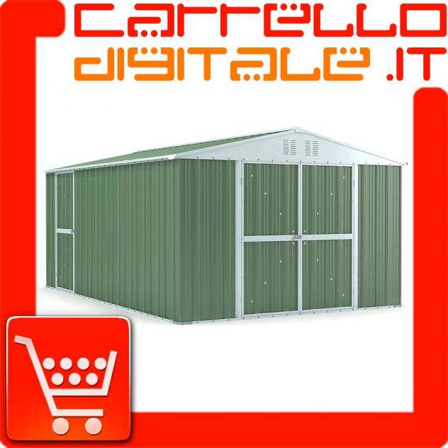 Box in Acciaio Zincato Casetta da Giardino in Lamiera 3.27 x 4.59 m x h2.17 m - 201 KG ndash 15,01 metri quadri ndash VERDE