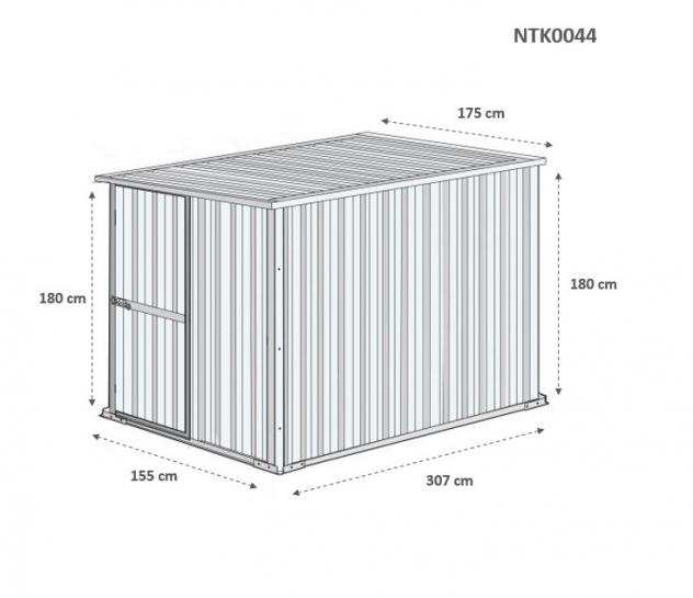 Box prefabbricato, casetta da giardino in lamiera zincata. Capanno deposito attrezzi in Acciaio Zincato 1.75 x 3.07 m x h1.82 m - 95 KG - 5,4 metri qu