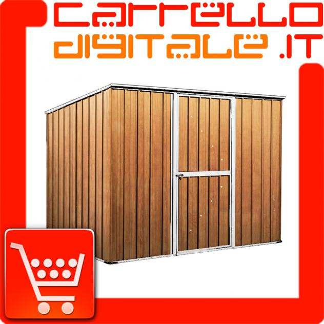 Box prefabbricato, casetta da giardino in lamiera zincata. Capanno deposito attrezzi in Acciaio Zincato 2.60 x 1.85 m x h1.92 m - Peso 85 KG ndash 4,81 me