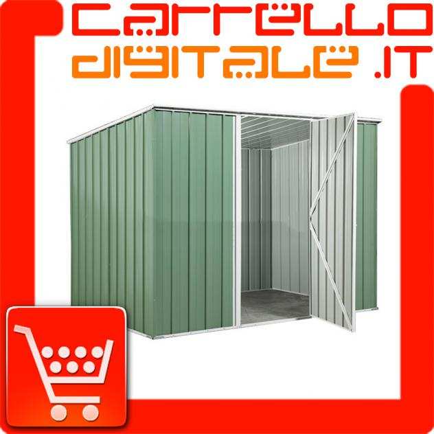 Box prefabbricato, casetta da giardino in lamiera zincata. Capanno deposito attrezzi in Acciaio Zincato 2.60 x 1.85 m x h1.92 m - Peso 85 KG ndash 4,81 me