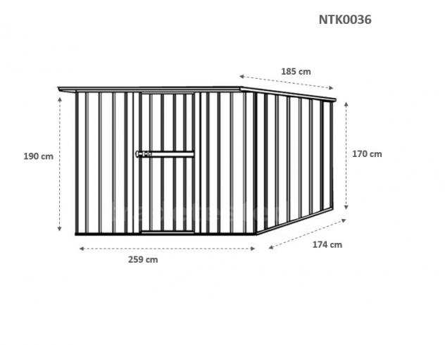 Box prefabbricato, casetta da giardino in lamiera zincata. Capanno deposito attrezzi in Acciaio Zincato 2.60 x 1.85 m x h1.92 m - Peso 85 KG ndash 4,81 me