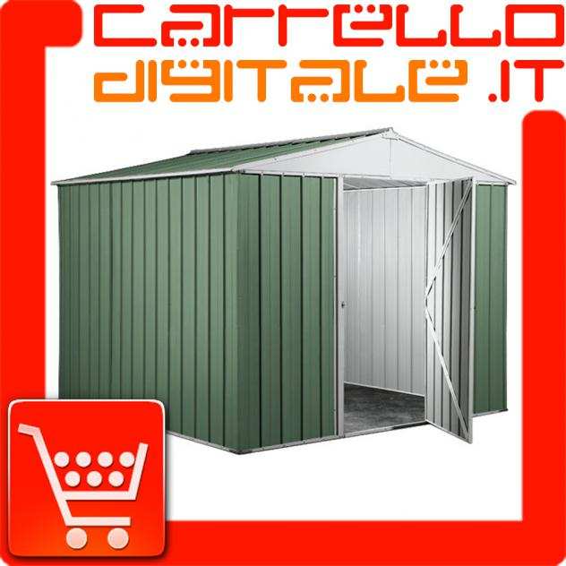 Box prefabbricato, casetta da giardino in lamiera zincata. Capanno deposito attrezzi in Acciaio Zincato 2.76 x 2.60 m x h2.12 m - Peso 110 KG ndash 7,2 me