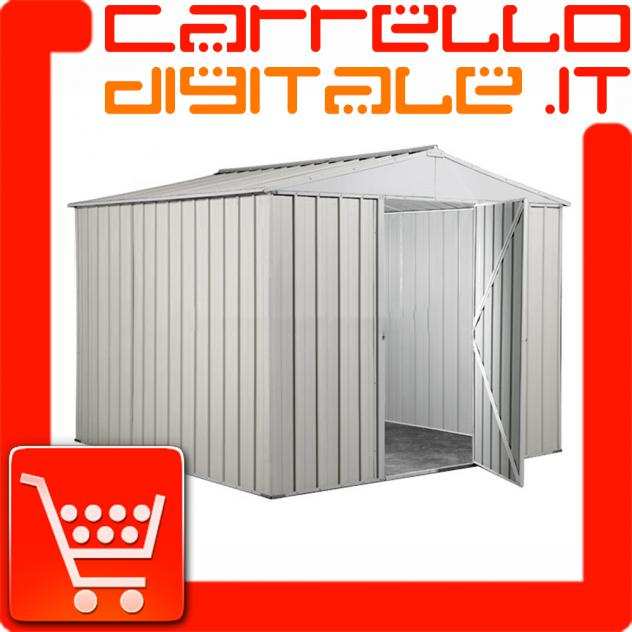 Box prefabbricato, casetta da giardino in lamiera zincata. Capanno deposito attrezzi in Acciaio Zincato 2.76 x 2.60 m x h2.12 m - Peso 110 KG ndash 7,2 me