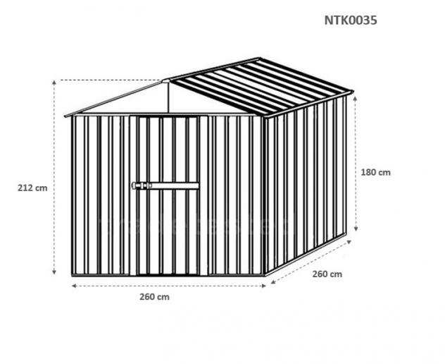 Box prefabbricato, casetta da giardino in lamiera zincata. Capanno deposito attrezzi in Acciaio Zincato 2.76 x 2.60 m x h2.12 m - Peso 110 KG ndash 7,2 me