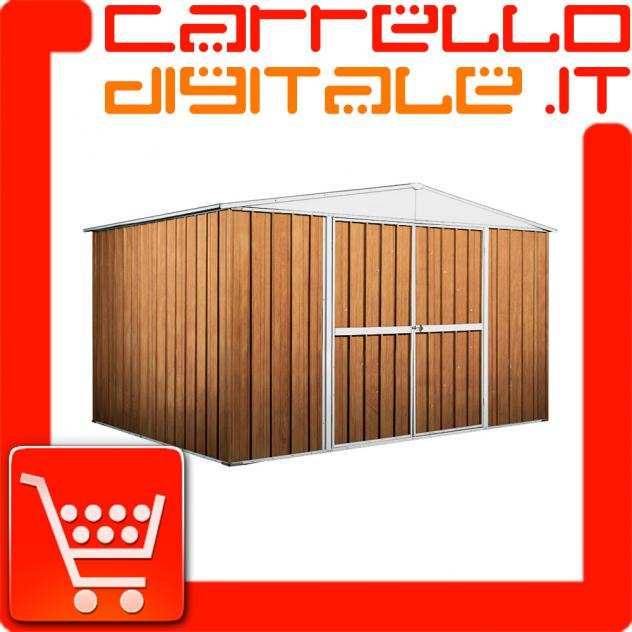 Box prefabbricato, casetta da giardino in lamiera zincata. Capanno deposito attrezzi in Acciaio Zincato 3.60 x 2.60 m x h2.12 m - 130 KG - 9,36 MQ - L