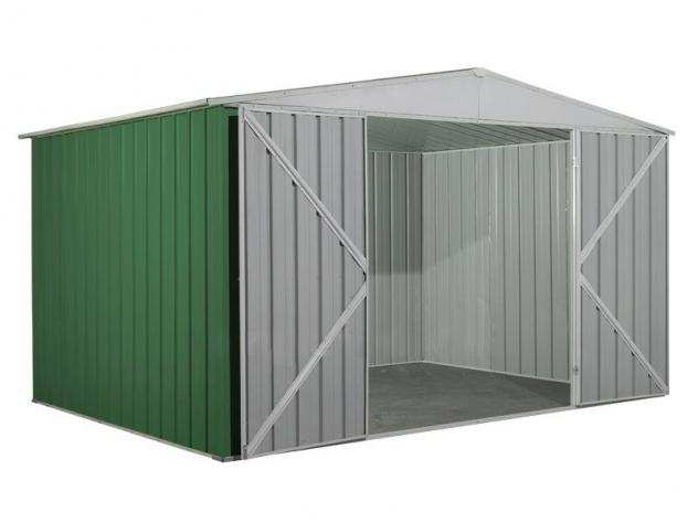 Box prefabbricato, casetta da giardino in lamiera zincata. Capanno deposito attrezzi in Acciaio Zincato 3.60 x 2.60 m x h2.12 m - 130 KG - 9,36 MQ - V