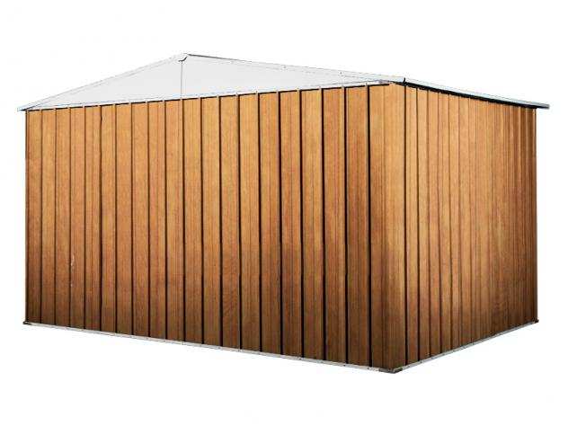 Box prefabbricato, casetta da giardino in lamiera zincata. Capanno deposito attrezzi in Acciaio Zincato 3.60 x 3.45 m x h2.12 m - Peso 150 KG ndash 12,42