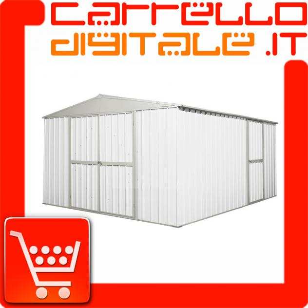 Box prefabbricato, casetta da giardino in lamiera zincata. Capanno deposito attrezzi in Acciaio Zincato 3.60 x 4.30 m x h2.10 m - 185 KG - 15,48 metri