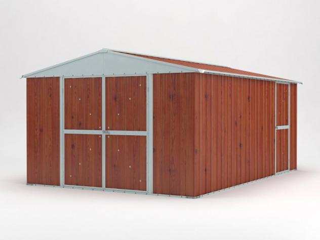 Box prefabbricato, casetta da giardino in lamiera zincata. Capanno deposito attrezzi in Acciaio Zincato 3.60 x 4.30 m x h2.10 m - 185 KG - 15,48 metri