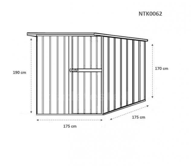 Box prefabbricato, casetta da giardino in lamiera zincata. Capanno ricovero attrezzi o depositogarage auto in Acciaio 1.75 x 1.85 m x h1.92 m - 70 KG