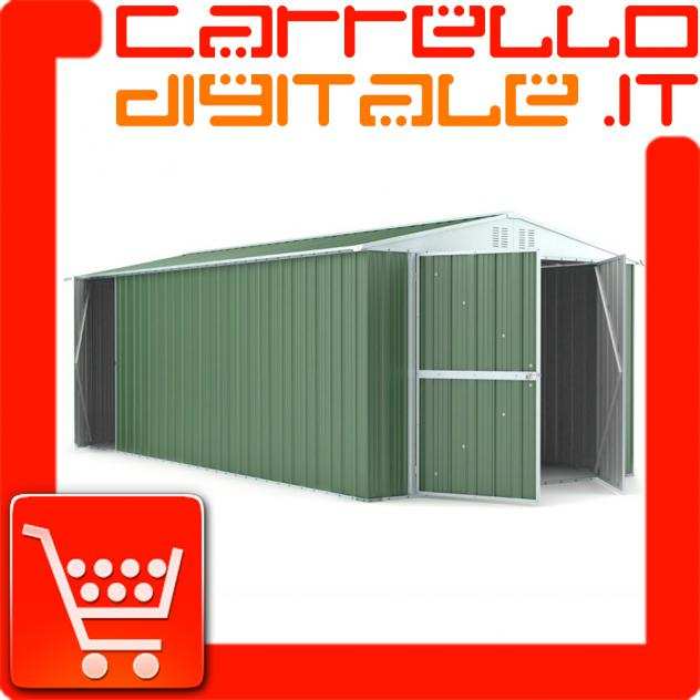 Box prefabbricato, casetta da giardino in lamiera zincata. Capanno ricovero attrezzi o depositogarage auto in Acciaio 3.27 x 6.11 m x h2.35 m - 346 K