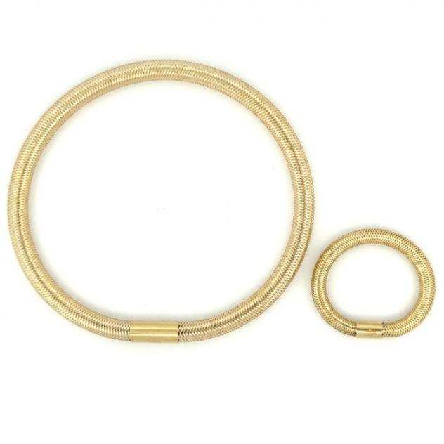 Bracciale e anello - 2,50 grammi - flexible size Parure di gioielli da 2 pezzi - Flexible Yellow Parure - Oro giallo