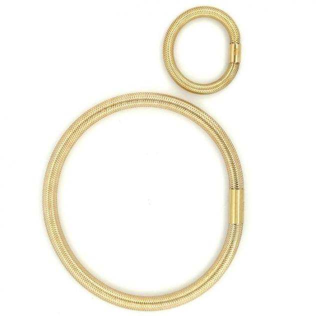 Bracciale e anello - 2,50 grammi - flexible size Parure di gioielli da 2 pezzi - Flexible Yellow Parure - Oro giallo