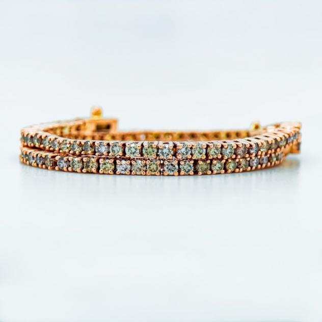 Bracciale - Oro rosa - 2.11ct. Rotondo Marrone Diamante