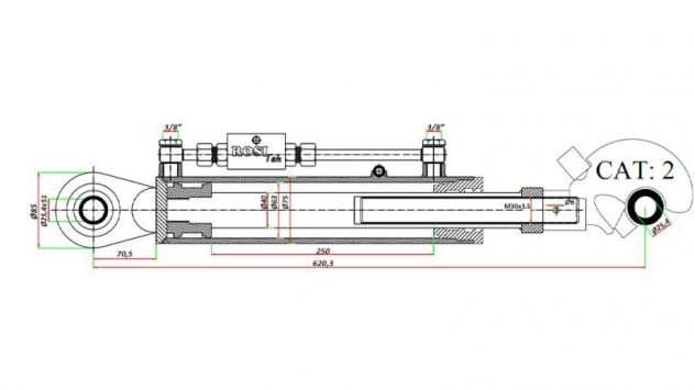 BRACCIO A 3 PUNTI FILETTATO IDRAULICO AUTOMATICO - 2 CAT. 6335-250 (45-95HP)(25