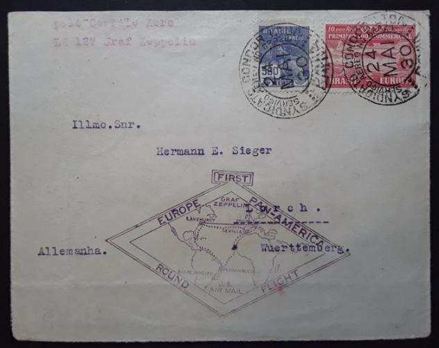 Brasile - Zeppelin Document Primer Viaje del Graf Zeppelin Sudameacuterica- Europa 1930